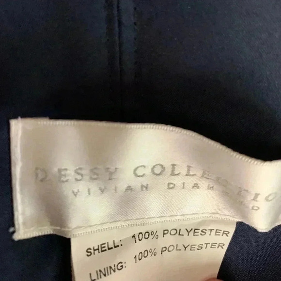 Dessy Collection Vivian Diamond Midnight Blue Chiffon Cocktail Dress Formal Prom - Picture 6 of 8